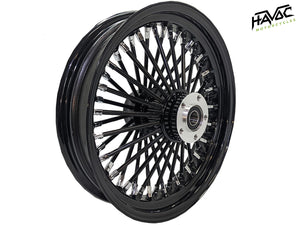 Fat Spoke Wheel, 16 x 3.5 Rear Wheel, Black and Chrome, Harley FLST Softail Heritage, Fat Boy, Deluxe 2008-2017, ABS