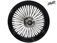 Load image into Gallery viewer, Fat Spoke Wheel, 16 x 3.5 Rear Wheel, Black and Chrome, Harley FLH Touring Model Year 2000 with ¾” Bearings
