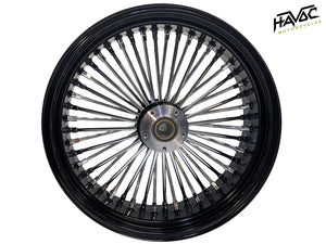 Fat Spoke Wheel, 18x5.5 Dual Disc Front, Black and Chrome, for 2000-2007 Touring Models