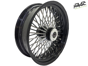 Fat Spoke Wheel, 18x5.5 Dual Disc Front, Black and Chrome, for 2000-2007 Touring Models