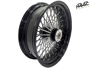 Fat Spoke Wheel, 18x5.5 Dual Disc Front, Black and Chrome, for 2000-2007 Touring Models