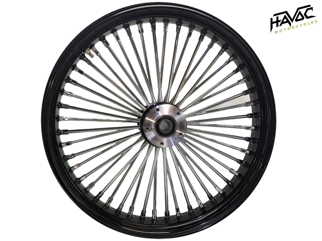 Fat Spoke Wheel, 21 x 3.5 Dual Disc Front, Black and Chrome, for 2000-2007 Touring Models