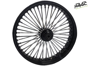 Fat Spoke Wheel, 21 x 3.5 Single Disc Front, Black and Chrome, FLST (S/C/F), Slim, Heritage, Deluxe, Fatboy 2000-2006