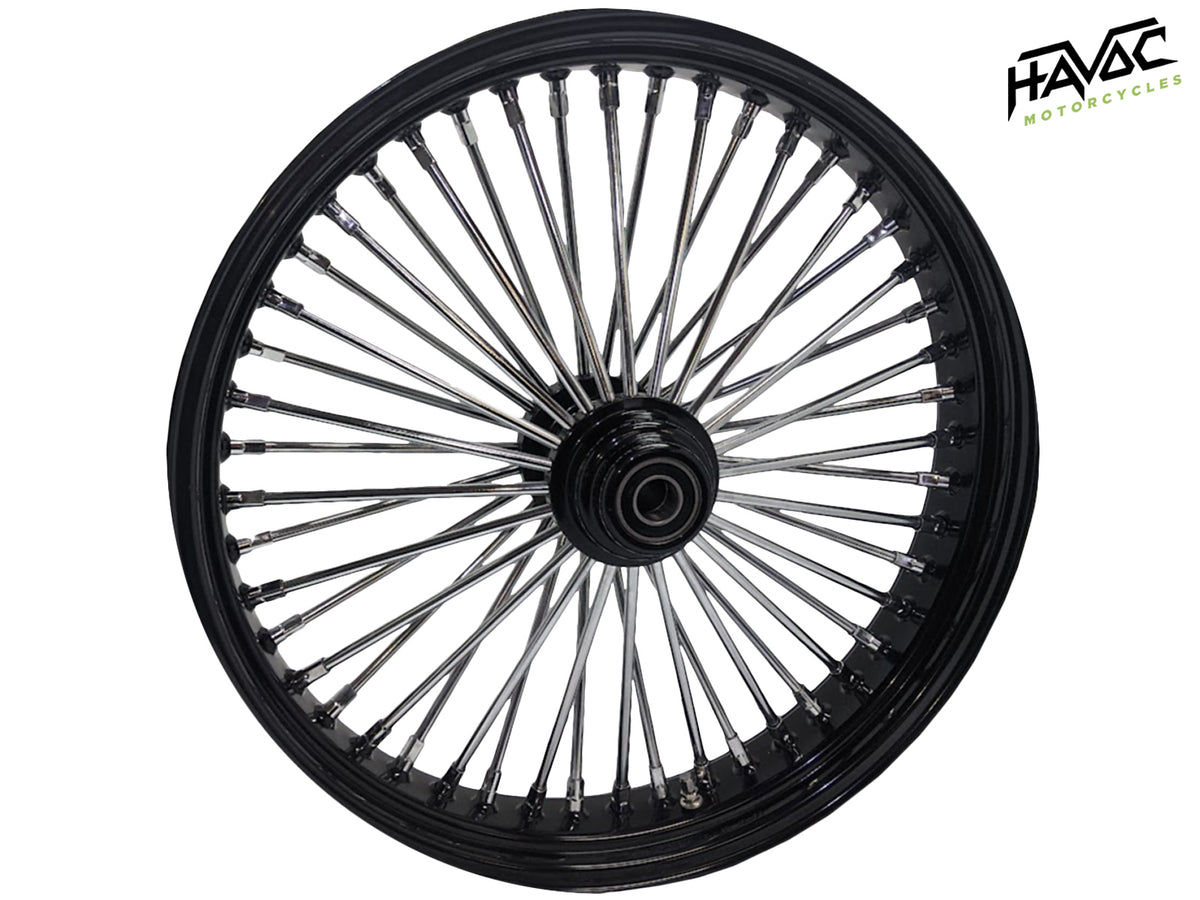 Fat Spoke Wheel, 21 x 3.5 Single Disc Front, Black and Chrome, FXST/C ...