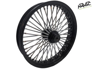 Fat Spoke Wheel, 21 x 3.5 Single Disc Front, Black and Chrome, FXST/C/S Softail Standard and Softail Custom 1994-99 and  FLST(S/C/F), Slim, Heritage, Fatboy 1994-1999