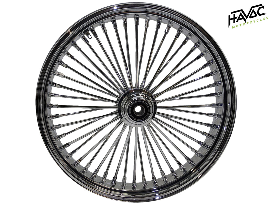 Fat Spoke Wheel, 21 x 3.5 Single Disc Front, All Chrome, FXST/C/S Softail Standard and Softail Custom 1994-99 and  FLST(S/C/F), Slim, Heritage, Fatboy 1994-1999