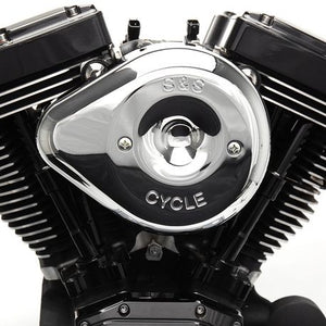 Stealth Air Cleaner Kit with Chrome Teardrop Cover for 2001-2015 fuel-injected Softail® models, 2004-2017 fuel-injected Dyna® models, and 2003-2007 fuel-injected Touring models