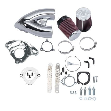 S&S® Single Bore Tuned Induction Kit for 2001-'17 HD® Stock EFI Big Twin (except Throttle By Wire and CVO®) Models - Chrome