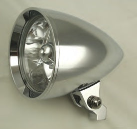 8-332  CHROMED ALUMINUM HEADLIGHTS WITH OR WITHOUT TRI BAR - 4-1/2” DIA. • 6-3/4” LENGTH